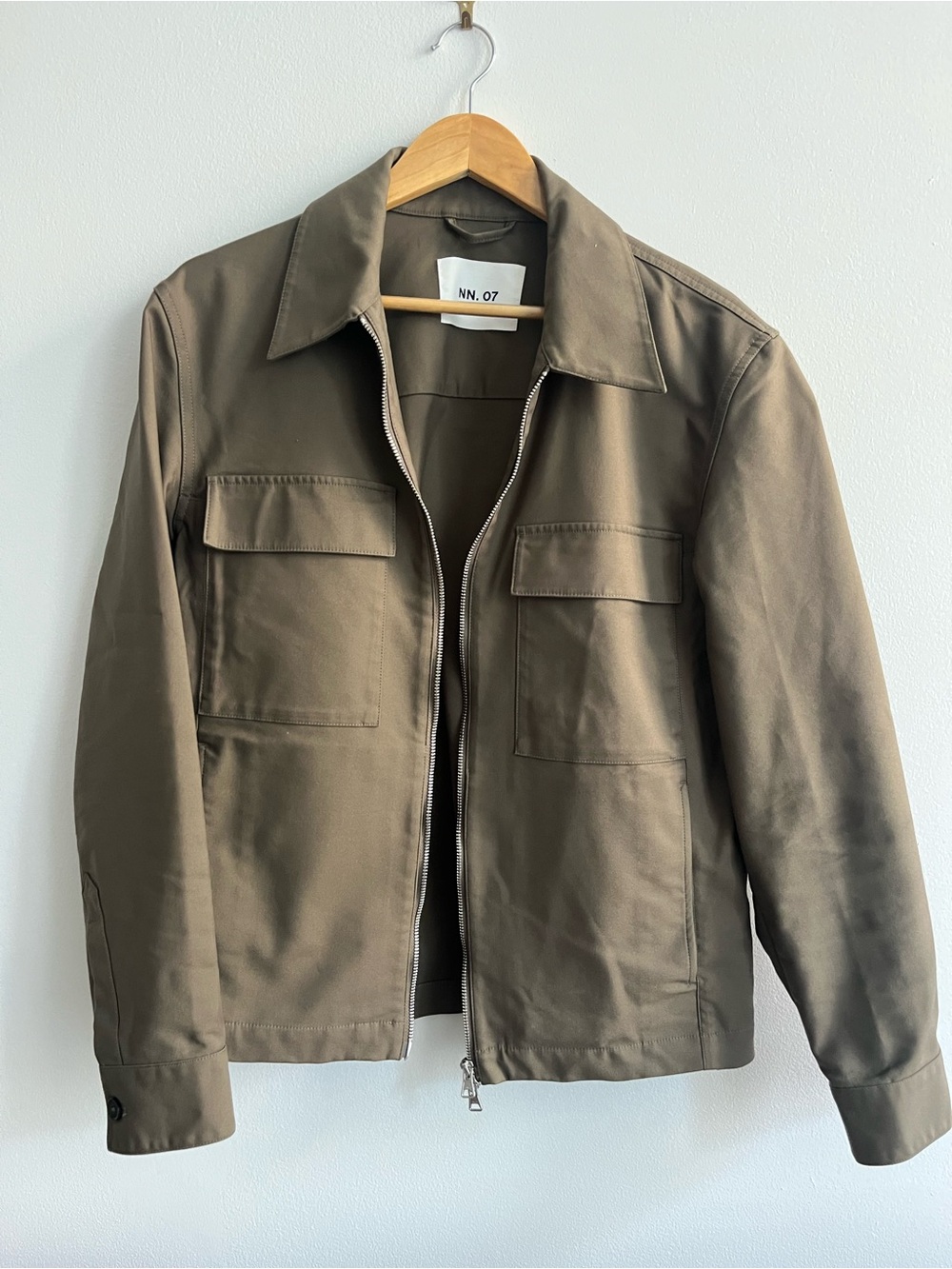 NN.07 Men's Olive Zip-Front Shirt Jacket